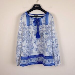 J. Crew Point Sur Tassel Tunic Sparkle Block Print